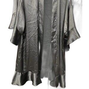 Victoria’s Secret Satin Robe Black Size M L Ruffle Sleeve Short